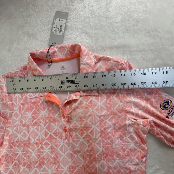 Adidas UPF 50 Long Sleeve Golf Polo Shirt Pacific Dunes Geometric Small New $70 - Picture 6 of 8